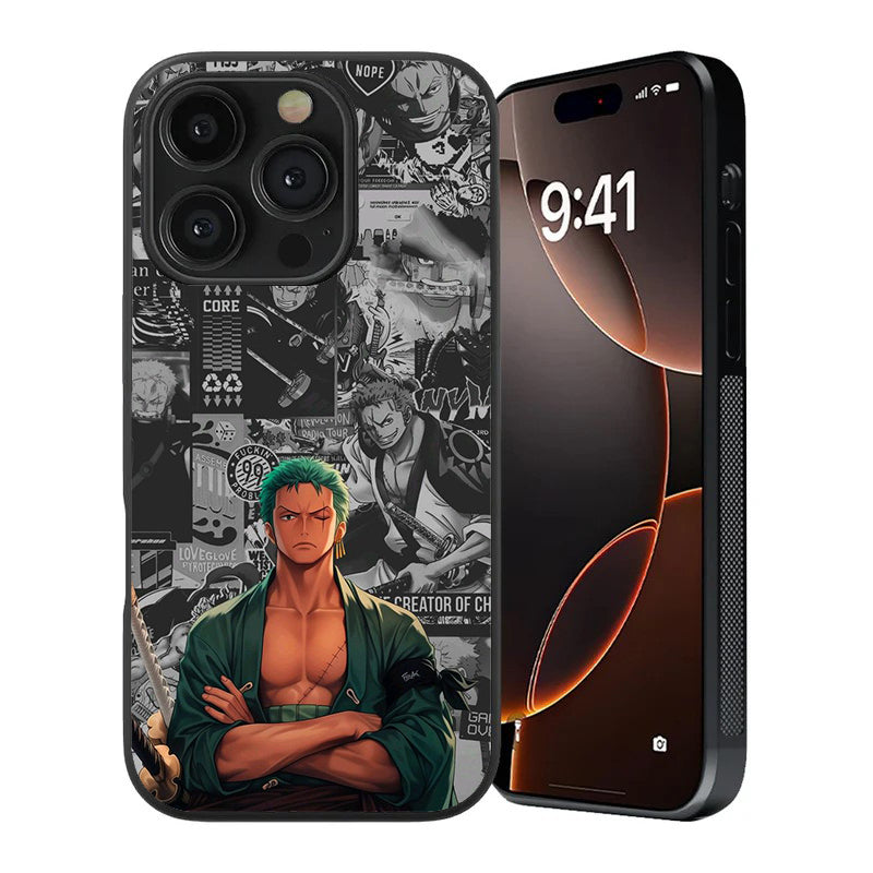 Zoro "King of Hell" Collage Premium Tempered Glass Case