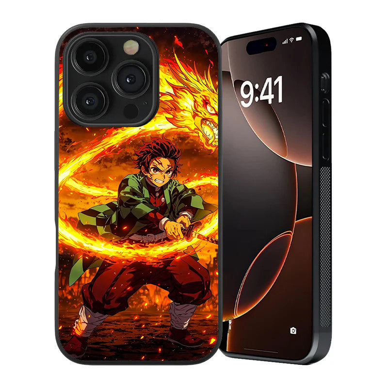 Demon Slayer "Flame Dragon" Premium Tempered Glass Case
