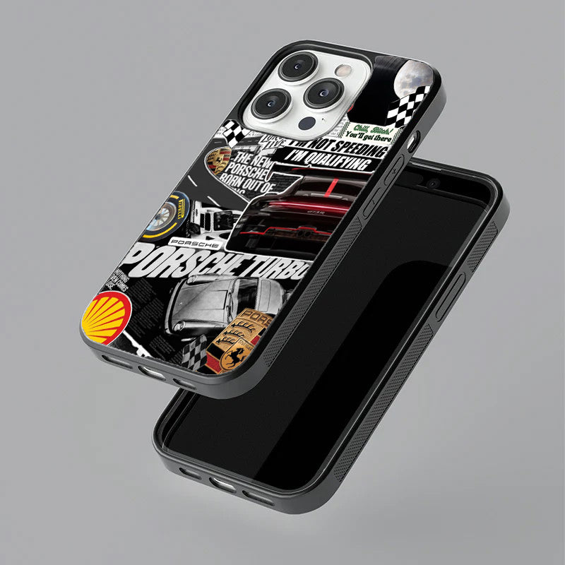Porsche Automotive Magazine Style Glossy Metal TPU Case