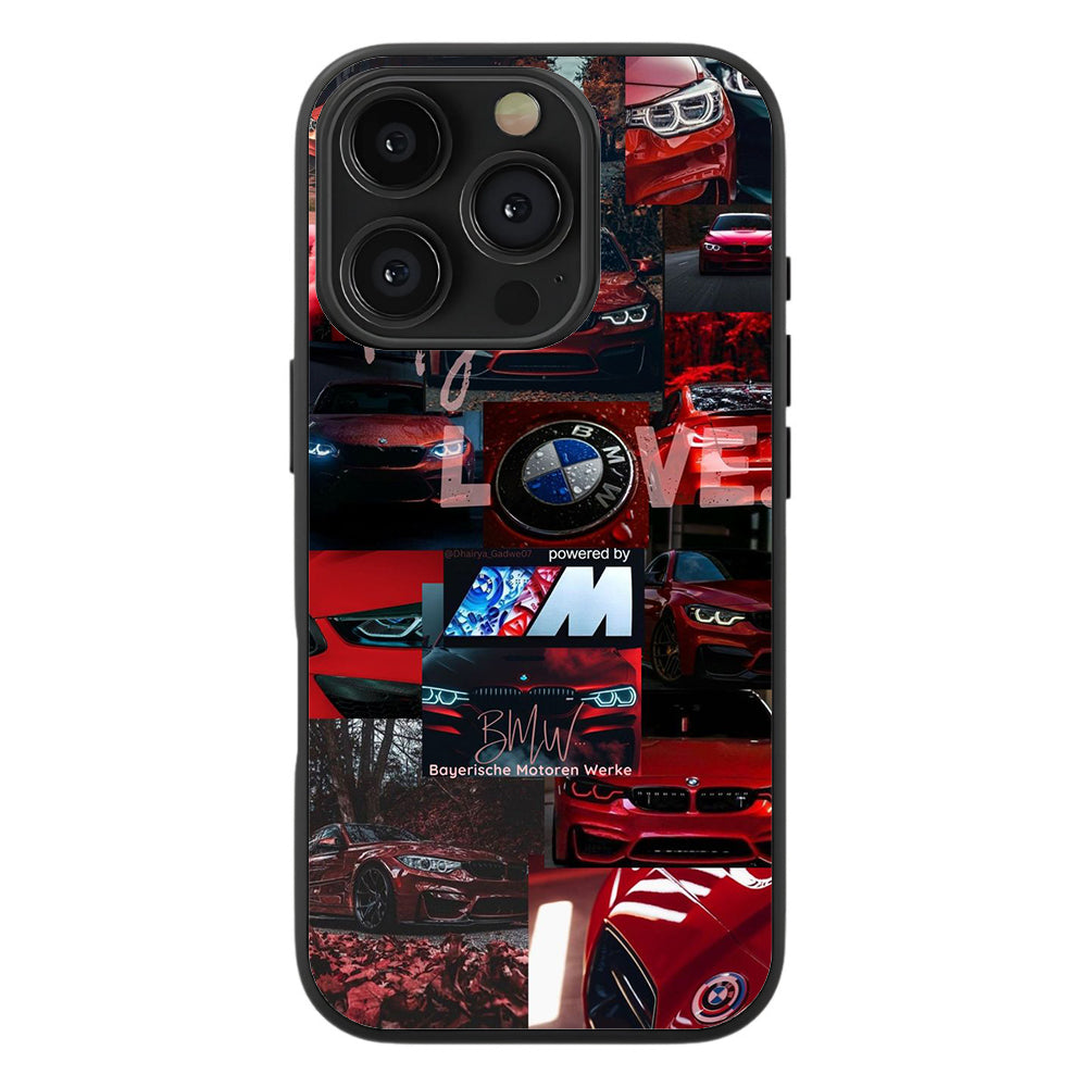 BMW M Series Love Red Collage Premium Tempered Glass Case