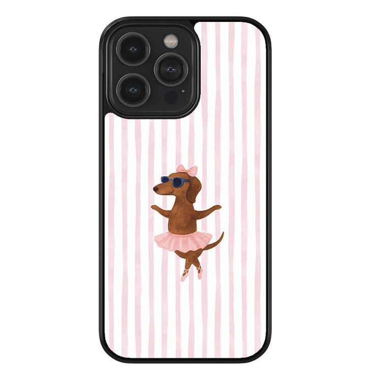 Ballerina Sausage Dog Glossy Metal TPU Case