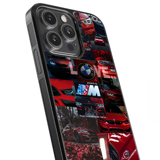 BMW M Series Love Red Collage Glossy Metal TPU Case