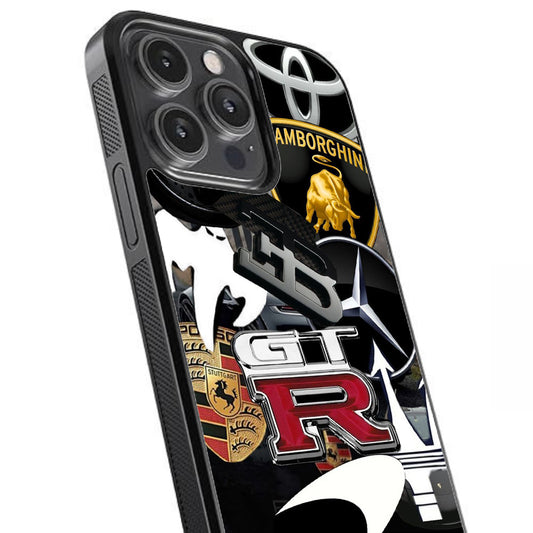 Sports Car Emblem Collection Glossy Metal TPU Case