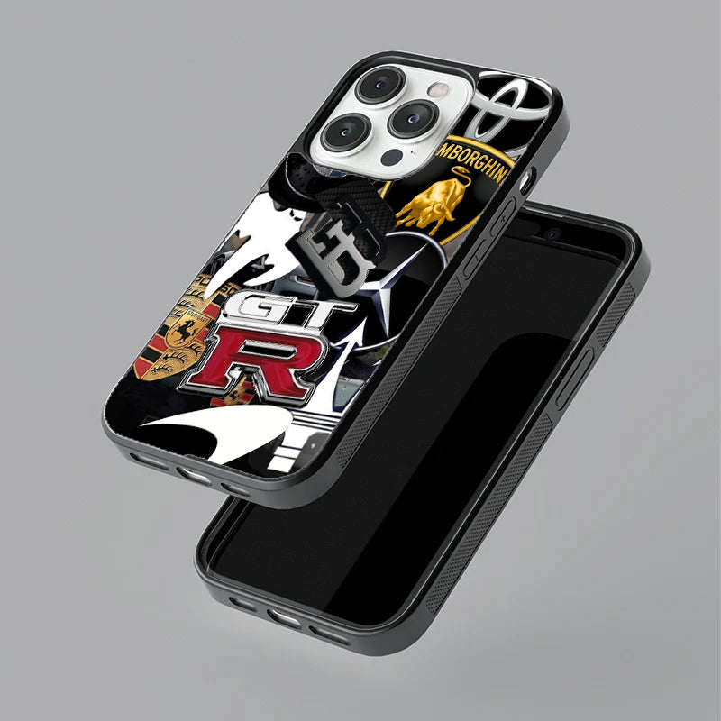 Sports Car Emblem Collection Glossy Metal TPU Case