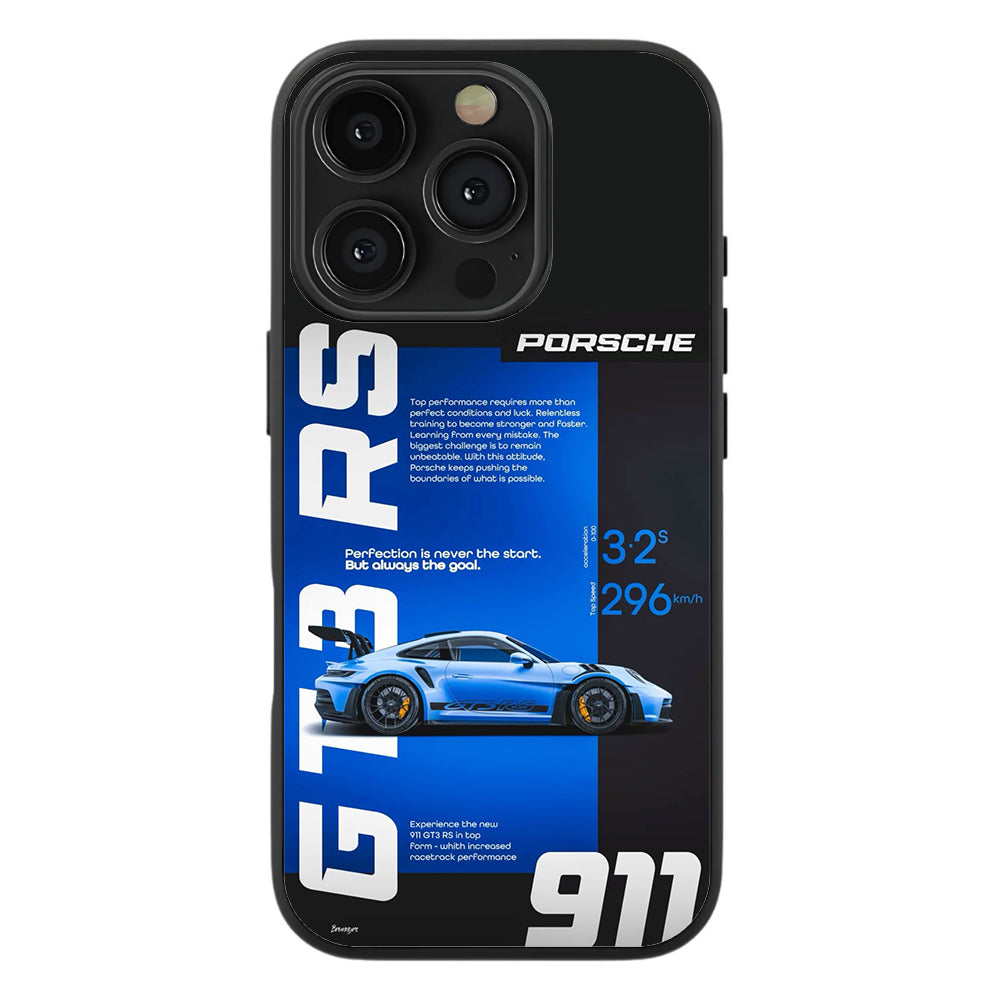 Porsche GT3 RS Blue Premium Tempered Glass Case