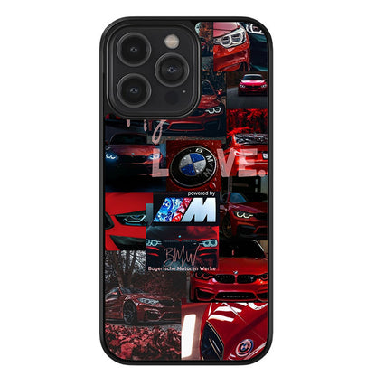 BMW M Series Love Red Collage Glossy Metal TPU Case