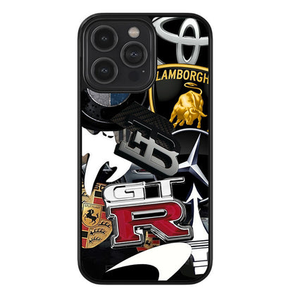 Sports Car Emblem Collection Glossy Metal TPU Case
