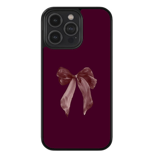 Burgundy Bow Bliss Glossy Metal TPU Case