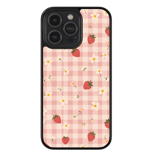Daisy Berry Check Glossy Metal TPU Case