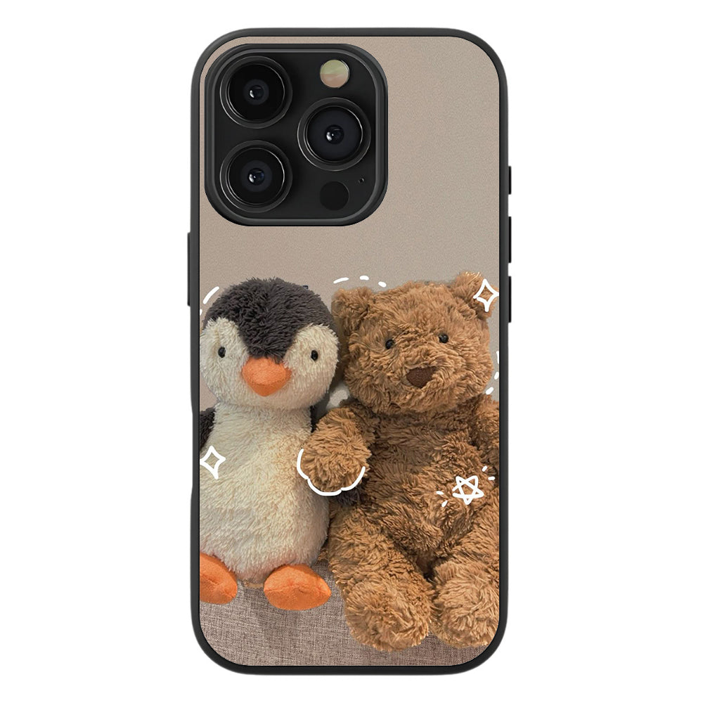 Penguin & Teddy Besties Premium Tempered Glass Case