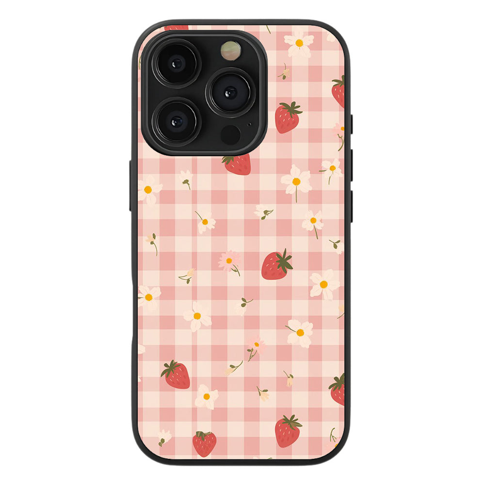 Daisy Berry Check Premium Tempered Glass Case