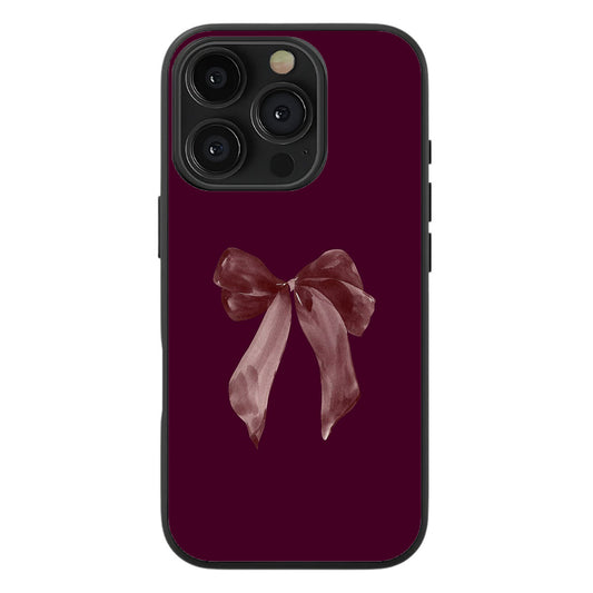 Burgundy Bow Bliss Premium Tempered Glass Case
