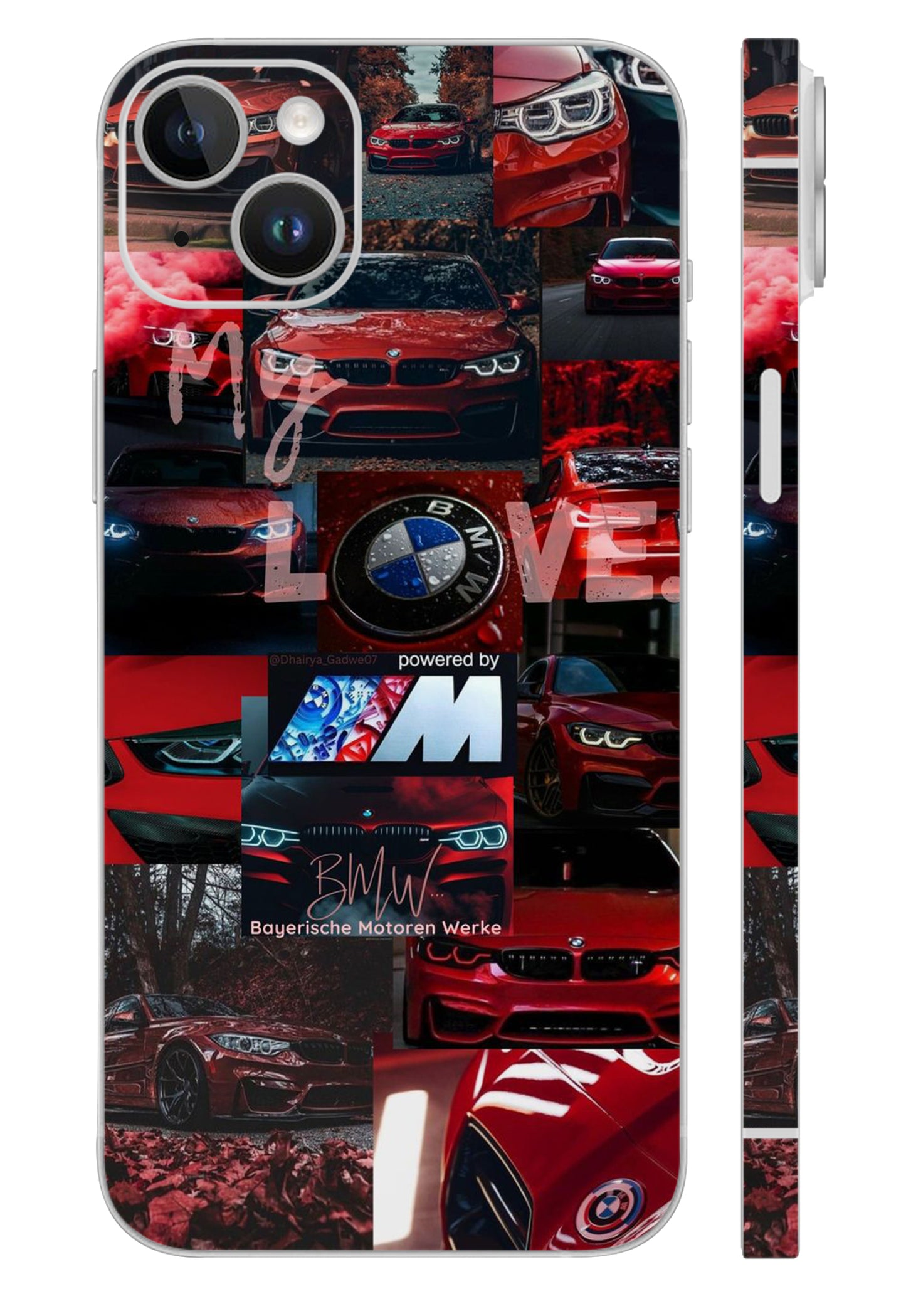 BMW M Series Love Red Collage Mobile Skin
